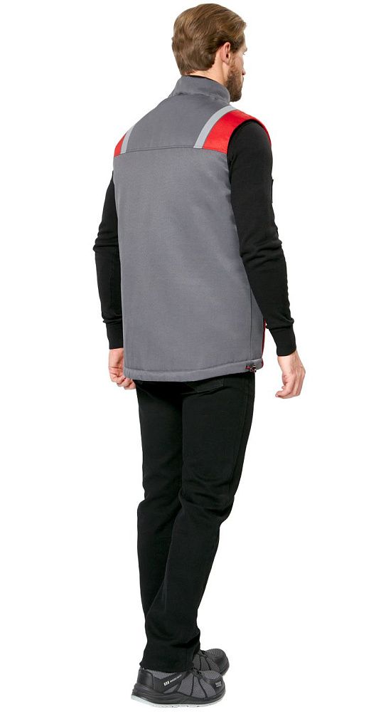 Жилет мужской утепленный рабочий Авангард серый-красный